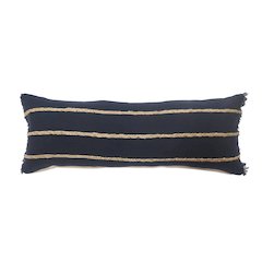 Evette Rios Cape Cod Jute Braided Lumbar Throw Pillow, Navy Blue