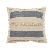 Atlantis Coastal Striped Throw Pillow with Jute Braiding and Fringe