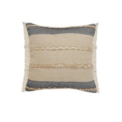 Atlantis Black and Taupe Throw Pillow with Jute Braiding and Fringe
