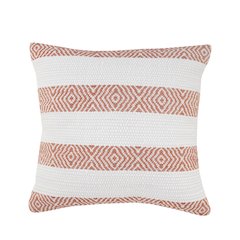 Casual Apricot and White Geometric Striped Throw Pillow