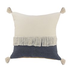 Fringe Festival Blue Color Block Throw Pillow