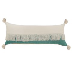 Fringe Festival Green Color Block Lumbar Throw Pillow