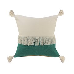 Fringe Festival Green Color Block Throw Pillow