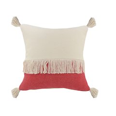 Fringe Festival Raspberry Color Block Throw Pillow