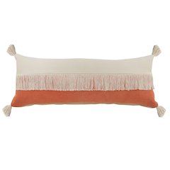 Fringe Festival Orange Color Block Lumbar Throw Pillow