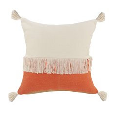 Fringe Festival Orange Color Block Throw Pillow