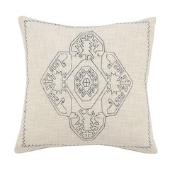 Embroidered Damask Medallion Throw Pillow