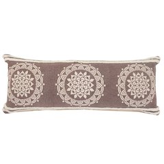 Floral Medallion Lumbar Throw Pillow with Stripe Border