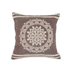 Floral Medallion Throw Pillow with Striped Border
