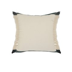 Juniper Green Striped Throw Pillow with Fringe