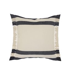 Double Blue Border Striped Throw Pillow with Fringe