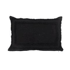 Modern Tufted Solid Black Lumbar Throw Pillow