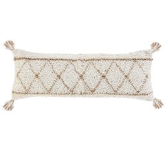 Boho-Chic Diamond Jute and Cotton Lumbar Throw Pillow