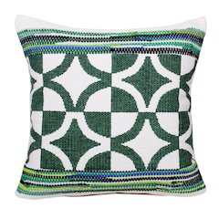 Evette Rios Mindy Boho Bordered  Mosaic Cotton Blend Throw Pillow