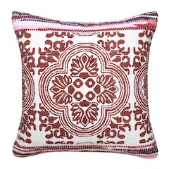 Boho Bordered Tesserae Mosaic Textile Throw Pillow