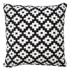 Modern Motif Woven Geometric Checker Cotton Blend Throw Pillow, Black