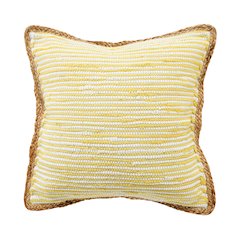 Evette Rios Riley Handwoven Cotton and Jute Bordered Throw Pillow, Yellow Stripe