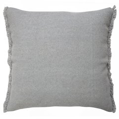 Light Gray Solid Stonewash Throw Pillow with Fringe