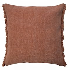 Adobe Brown Solid Stonewash Throw Pillow with Fringe
