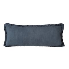 Unique Neutral Solid Cotton Lumbar Throw Pillow with Fringe