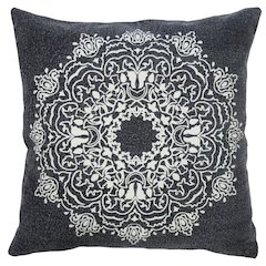 Mandala Cotton Poly Filled Pillow in Black/White, 20" x 20"