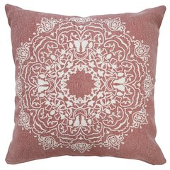 Mandala Cotton Poly Filled Pillow in Red/White, 20" x 20"