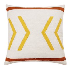 Apollo Cotton Poly Filled Pillow in White/Yellow, 20" x 20"