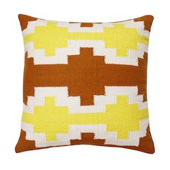 Apollo Cotton Poly Filled Pillow in White/Yellow, 20" x 20"