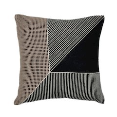 Black/White Contemporary Striped Geometric Hand-Woven Throw Pillow Cover