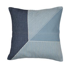 Blue/White Contemporary Striped Geometric Hand-Woven Throw Pillow Cover