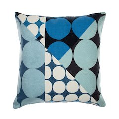 Blue/Ivory Contemporary Geometric Hand-Woven Throw Pillow Cover