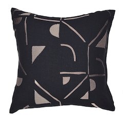 Black/Beige Contemporary Geometric Hand-Woven Throw Pillow Cover