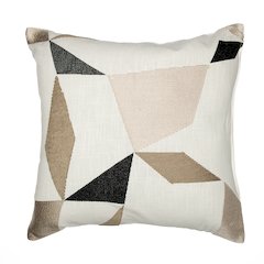 Ivory/Taupe Contemporary Geometric Hand-Woven Throw Pillow Cover