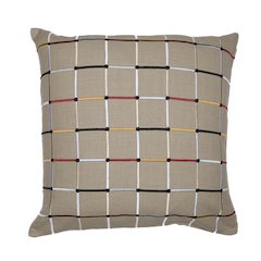 Beige/Multi Contemporary Checkered Hand-Woven Throw Pillow Cover