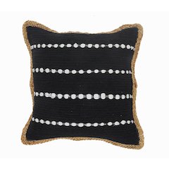 Riley Cotton and Jute Poly Filled Pillow in Black/White, 18" x 18"
