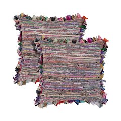 Chindi Recycled PET Pillow Set of 4 in Pink/Blue, 26" x 26"