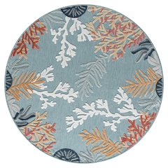 Coral Reef Hi-Low Coastal Blue Indoor Outdoor Area Rug