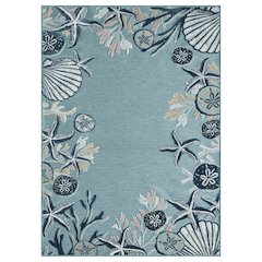 Aqua/Blue Coastal Floral/Botanical Performance Outdoor Area Rugs, 7'9" x 9'9"