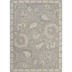 Light Gray Traditional Botanical Area Rug 7'0"x9'0"
