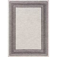 Westport Ivory/Gray Bordered PET Yarn Indoor/Outdoor Area Rug