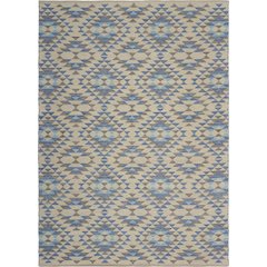 Tula Cotton Blend Area Rug Indoor in Blue/Cream, 5' x 7'