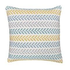 Altair Hand-Woven Yellow/Teal Chevron Cotton Throw Pillow, 18" x 18"
