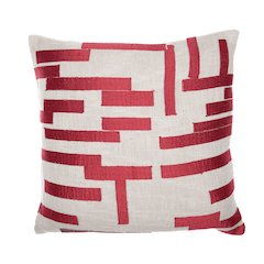 Stacy Garcia  Cotton Blend Poly Filled Pillow in Red/Ivory, 20" x 20"