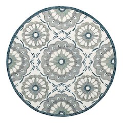 RugsA Ivory/Gray Suzani Wool Round Rug