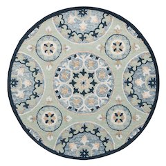 RugsA Sage/Blue Suzani Wool Round Rug