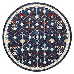 RugsA Navy/Red Trellis Wool Round Rug
