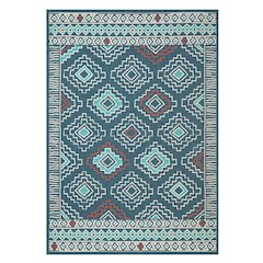 Evette Rios Navy/Ivory Southwestern Tribal Polypropylene Indoor/Outdoor Area Rug