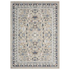 Blue/Beige Classic Floral Performance Washable Indoor Area Rug