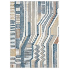 Blue/Beige Modern Abstract Performance Washable Indoor Area Rug