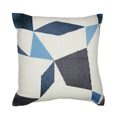 Stacy Garcia  Cotton Blend Poly Filled Pillow in Ivory/Blue, 24" x 24"